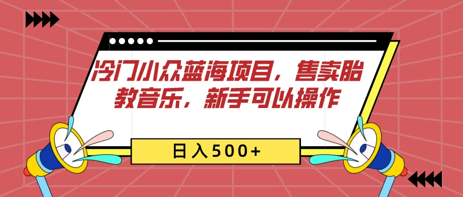 冷门小众蓝海项目，售卖胎教音乐，新手可以操作，日入500+-资源项目网