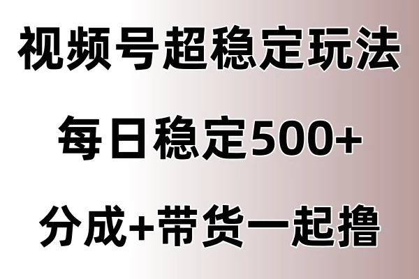 视频号超稳定赛道，长久不衰，单日稳定500+-资源项目网