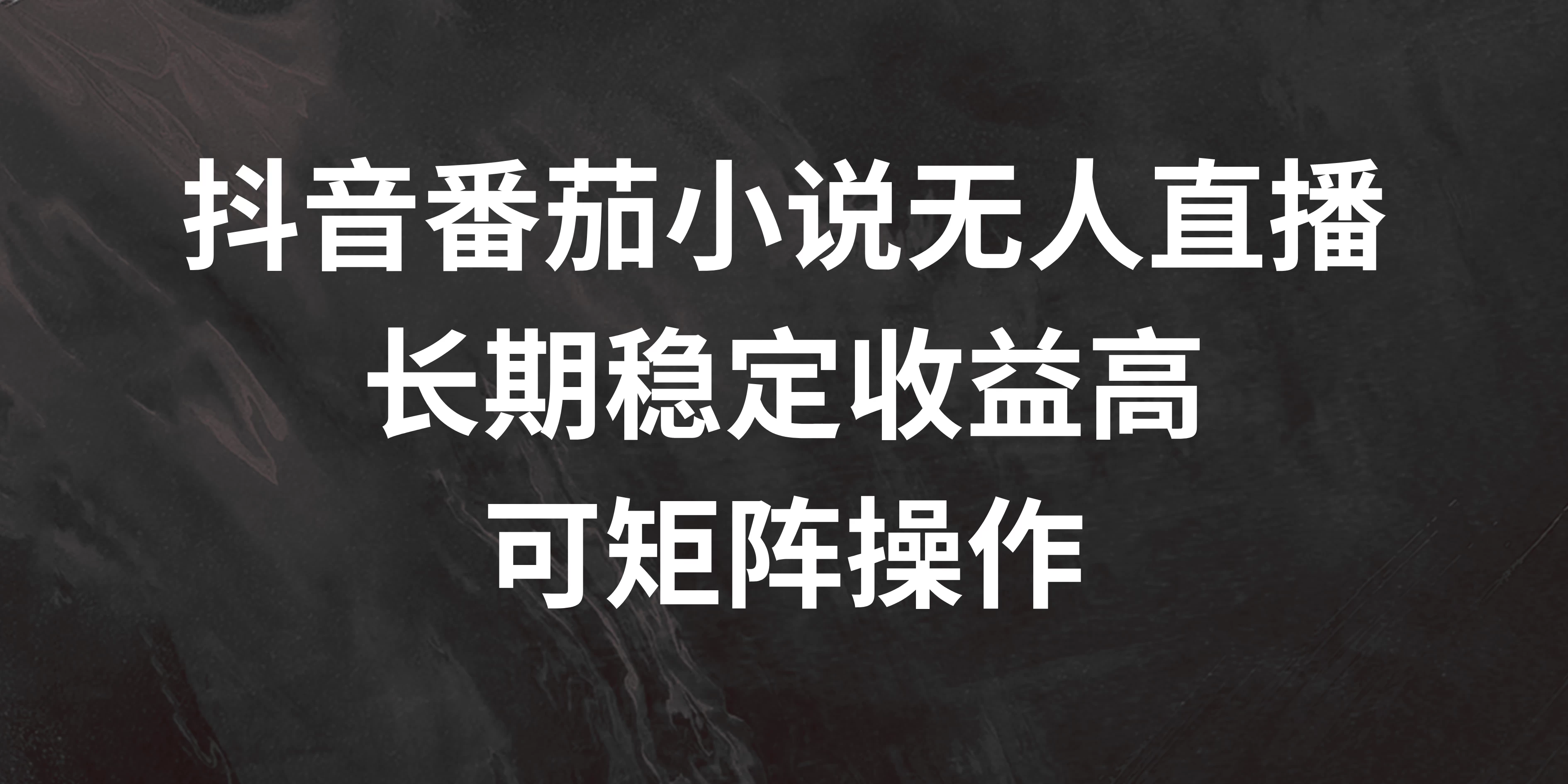 抖音番茄小说无人直播，长期稳定收益高，可矩阵操作-资源项目网