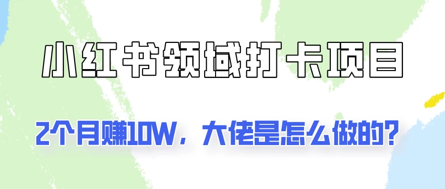 通过小红书领域打卡项目2个月赚10W，大佬是怎么做的？-资源项目网