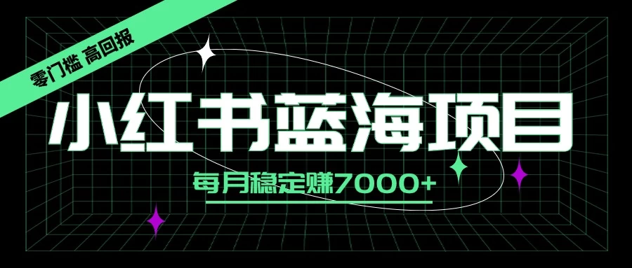 小红书蓝海项目，零门槛、高回报，每月稳定赚7000+-资源项目网