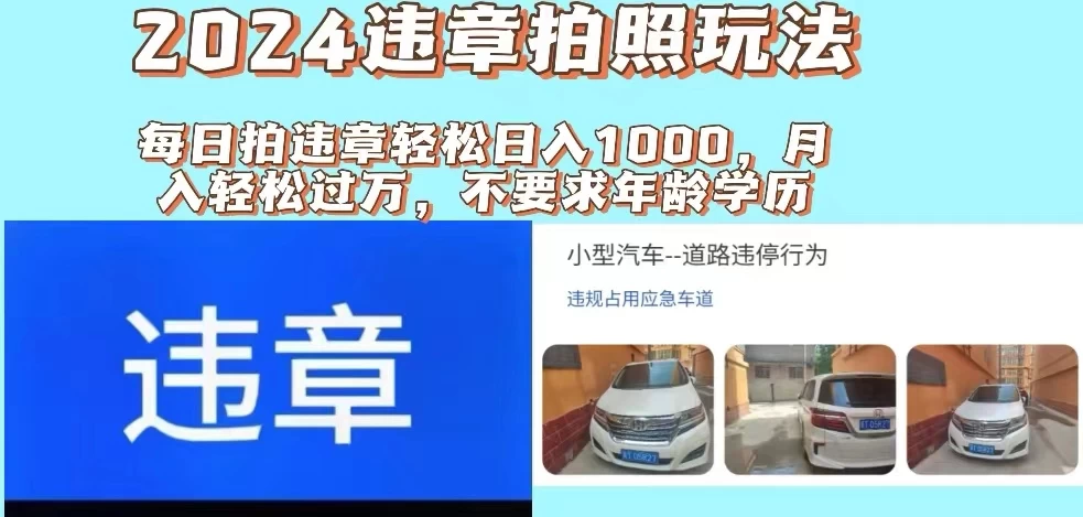 2024违章拍照新玩法，推广躺赚+拍照赚钱双模式，日入1000+-资源项目网