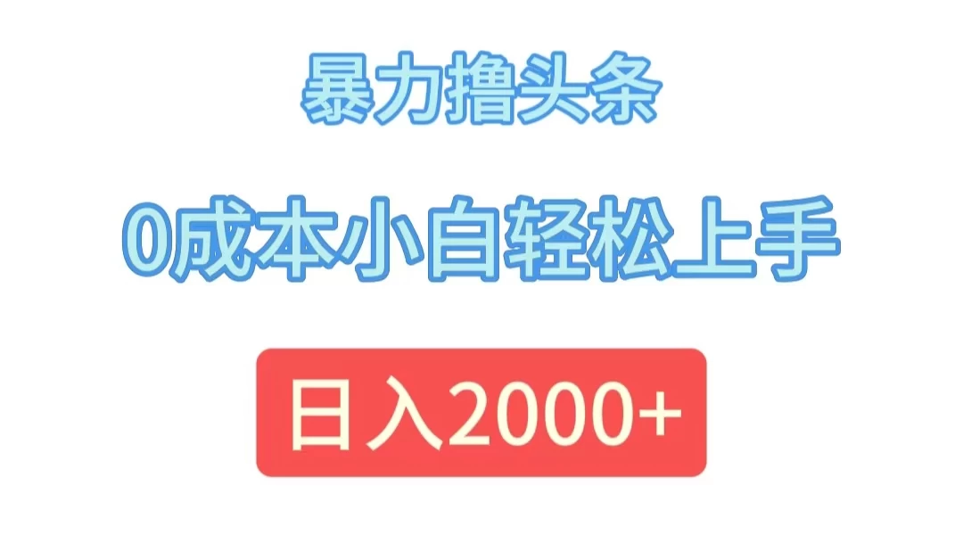 暴力撸头条，0成本小白轻松上手，日入2k-资源项目网