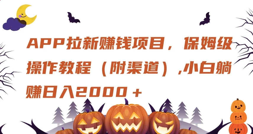 APP拉新赚钱项目，保姆级操作教程（附渠道）,小白躺赚日入2000＋-资源项目网