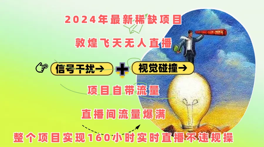 2024年最新稀缺项目敦煌飞天无人直播，内搭信号干扰+视觉碰撞防飞技术 ，流量爆满-资源项目网