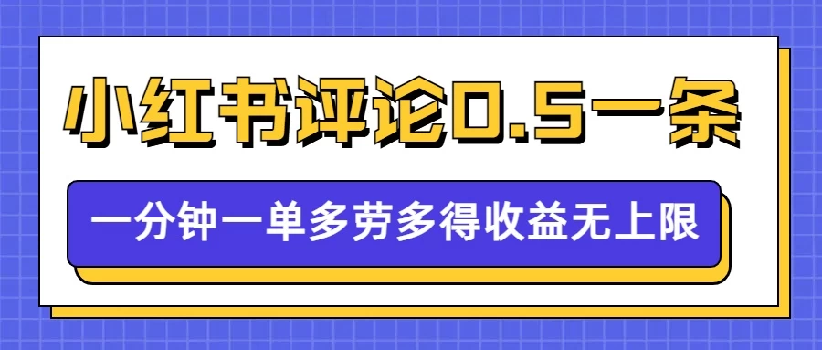 小红书留言评论，0.5元/条，一分钟一单，多劳多得，收益无上限-资源项目网