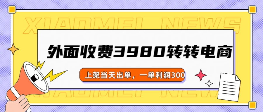 外面收费3980的转转电商玩法，上架当天出单，一单利润300-资源项目网