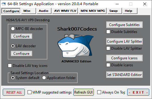 Shark007 Codecs 多媒体编解码器套件 v20.0.5 绿色版-资源项目网