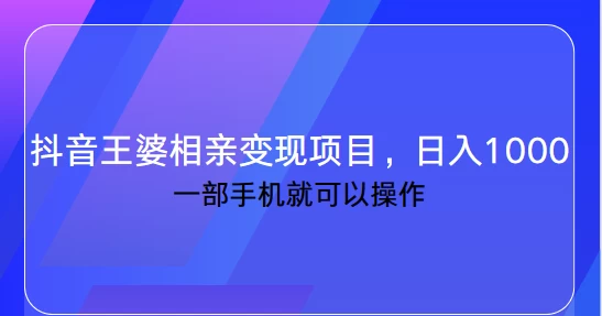 抖音红人王婆教你轻松操作私域变现项目，只需一部手机，日赚千+不是梦！