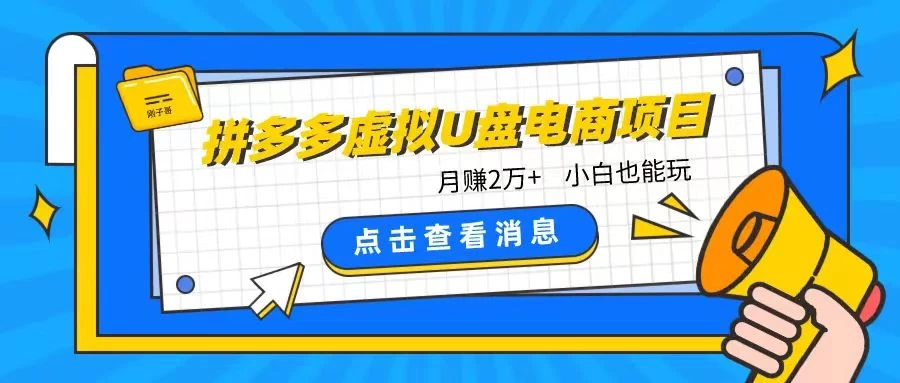 拼多多U盘虚拟产品热销项目：轻松月入2万+，新手小白也能大展身手