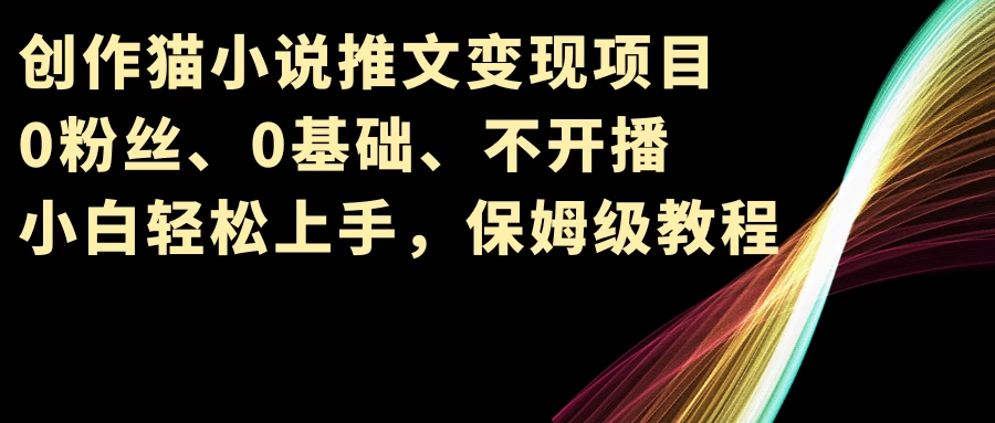 小说推文轻松变现金项目！零粉丝起步、零基础小白也能轻松上手，无需开播，保姆级教程速成！