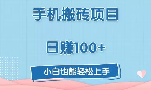 手机搬砖项目，日赚100+，小白也能轻松上手-资源项目网