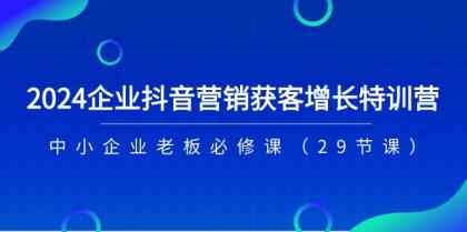 2024企业抖音营销获客增长特训营，中小企业老板必修课（29节课）-资源项目网