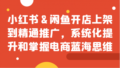 小红书&闲鱼开店上架到精通推广，系统化提升和掌握电商蓝海思维-资源项目网