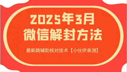 2025年3月微信解封方法 最新跳辅助核对技术-资源项目网