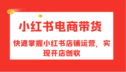 小红书电商带货，快速掌握小红书店铺运营，实现开店创收-资源项目网