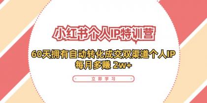 小红书个人IP陪跑营：两个月打造自动转化成交的多渠道个人IP，每月收入2w+（30节）-资源项目网