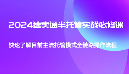 2024速卖通半托管从0到1实战必修课，帮助你快速了解目前主流托管模式全链路操作流程-资源项目网