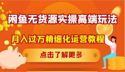 闲鱼无货源实操高端玩法，月入过万精细化运营教程-资源项目网