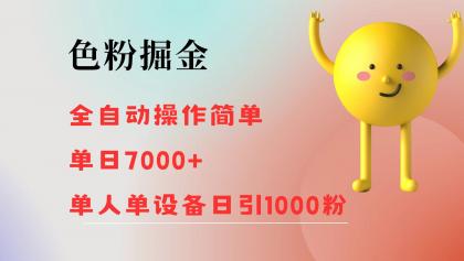 色粉掘金 全自动 操作简单 单日收益7000+ 单人单设备日引1000粉-资源项目网