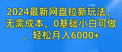 最新网盘拉新玩法，无需成本，0基础小白可做，轻松月入6000+-资源项目网